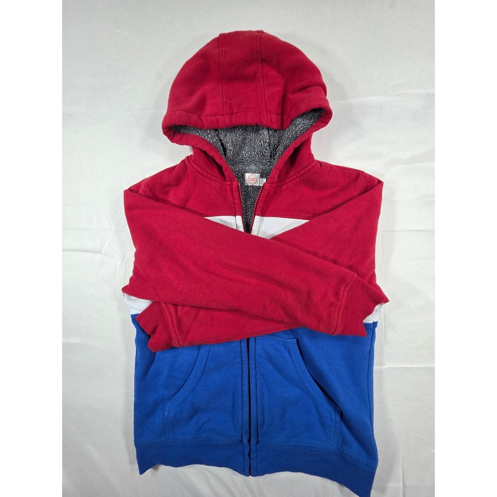 Wonder Nation Boys XXL 18 Red White Blue Colorblock Sherpa Lined Zip Up Hoodie - Picture 2 of 5